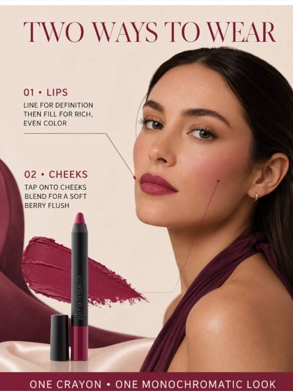 2 PIECE LOT! Glo Skin Beauty Suede Matte Crayon Color: Rumor- READ.